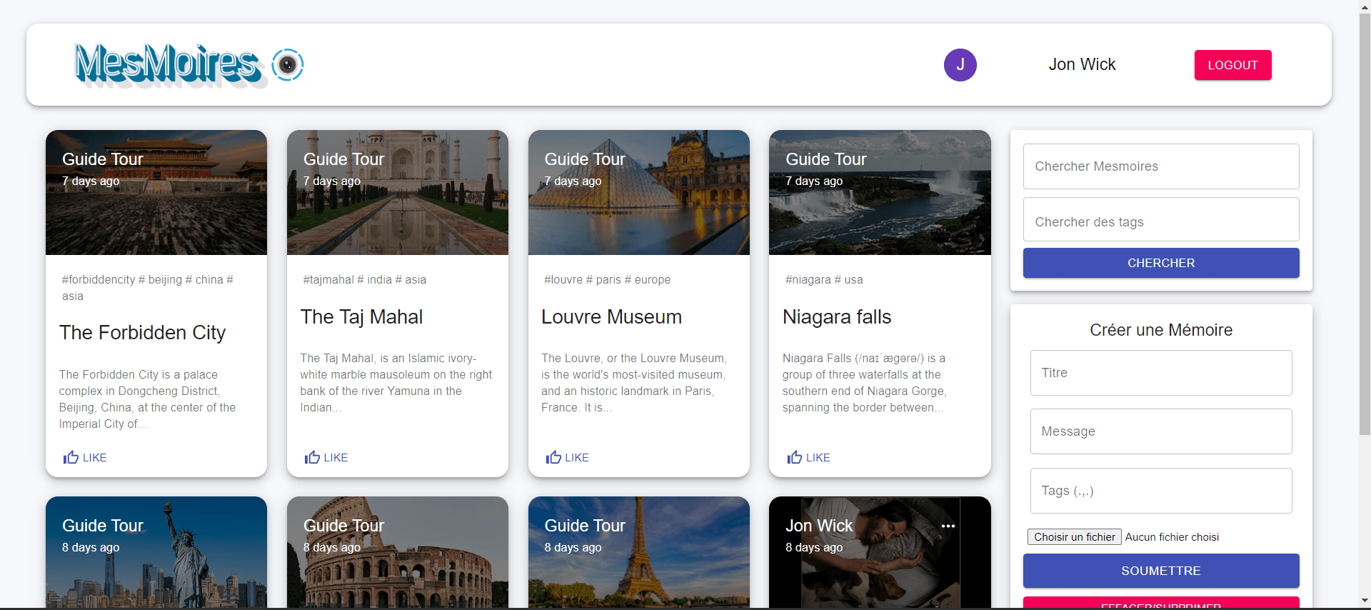 Mesmoires Social-Media-app